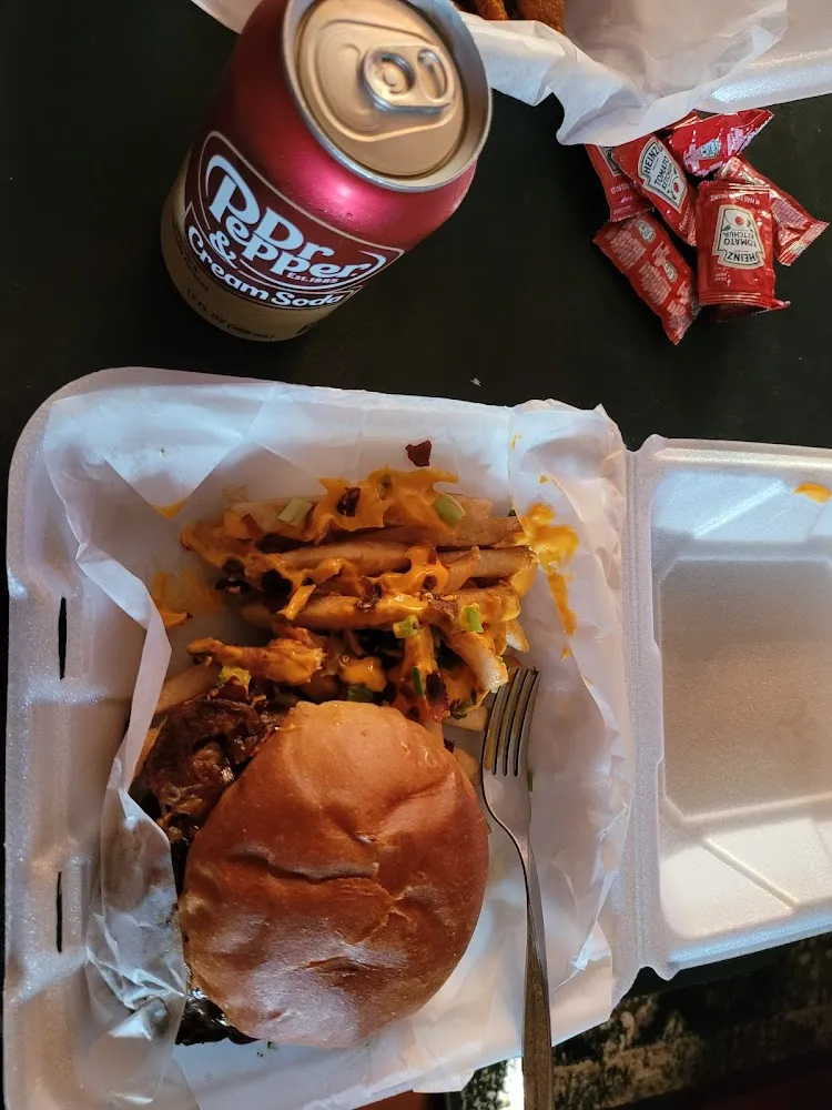 BBQ Burger with Loaded French Fries