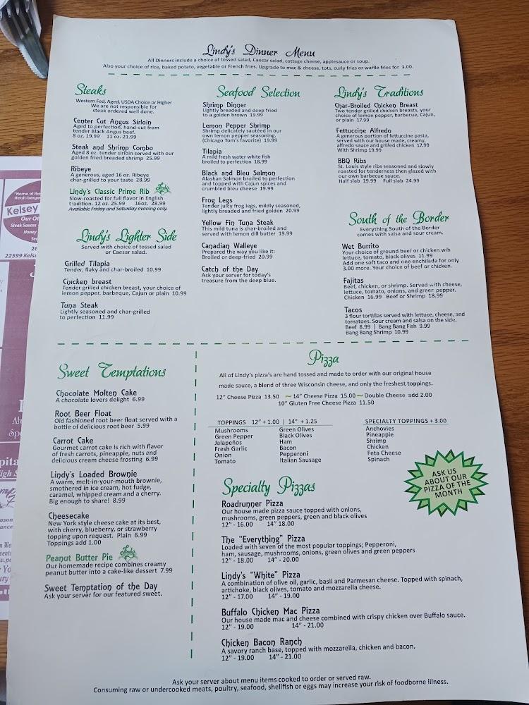 Lindy's Restaurant Menu image 3