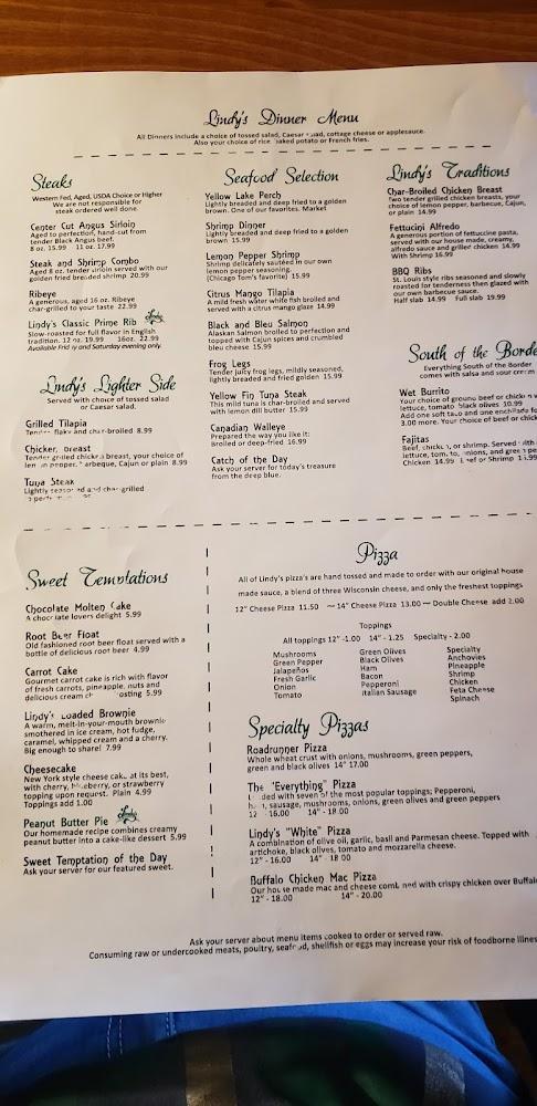 Lindy's Restaurant Menu image 4